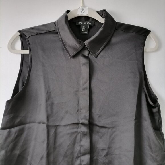 Rachel Zone Los Angeles New York Women's Black Collared Sleeveless Shirt Size M - Picture 2 of 6